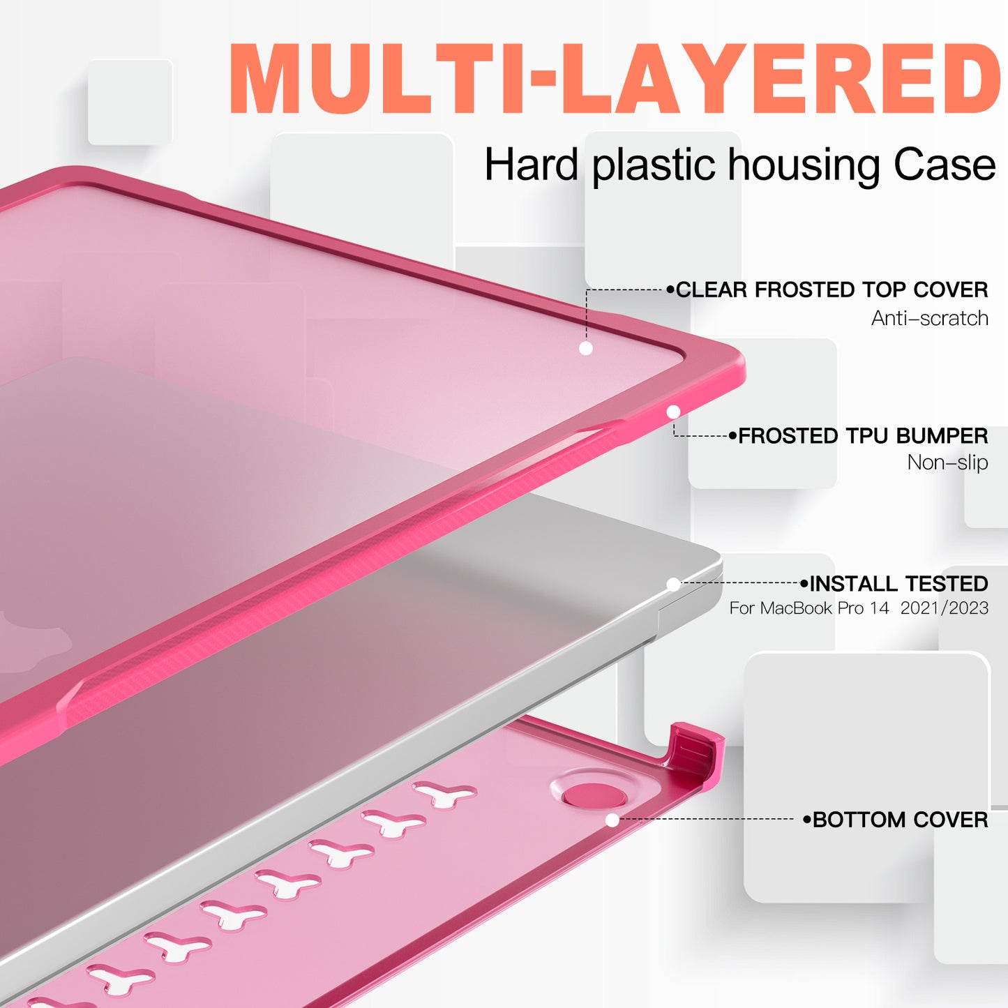 For MacBook Pro 14 inch (2021) A2442 / (2023) A2779 (M1 / M2) Sailor Series Laptop Case PC+TPU Notebook Protective Cover - Rose