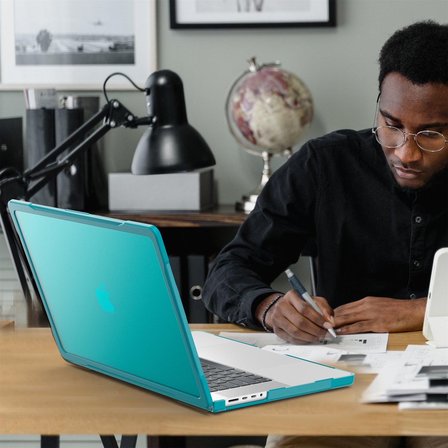 For MacBook Pro 14 inch (2021) A2442 / (2023) A2779 (M1 / M2) Sailor Series Laptop Case PC+TPU Notebook Protective Cover - Baby Blue