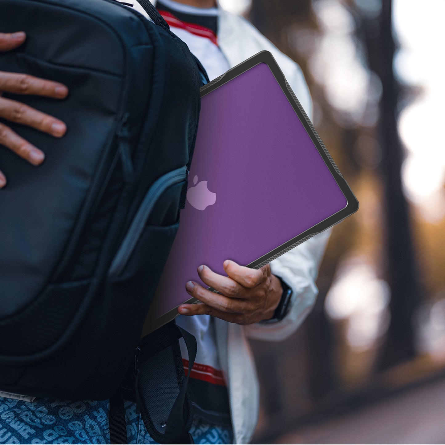 For MacBook Pro 14 inch (2021) A2442 / (2023) A2779 (M1 / M2) Sailor Series Laptop Case PC+TPU Notebook Protective Cover - Transparent Purple