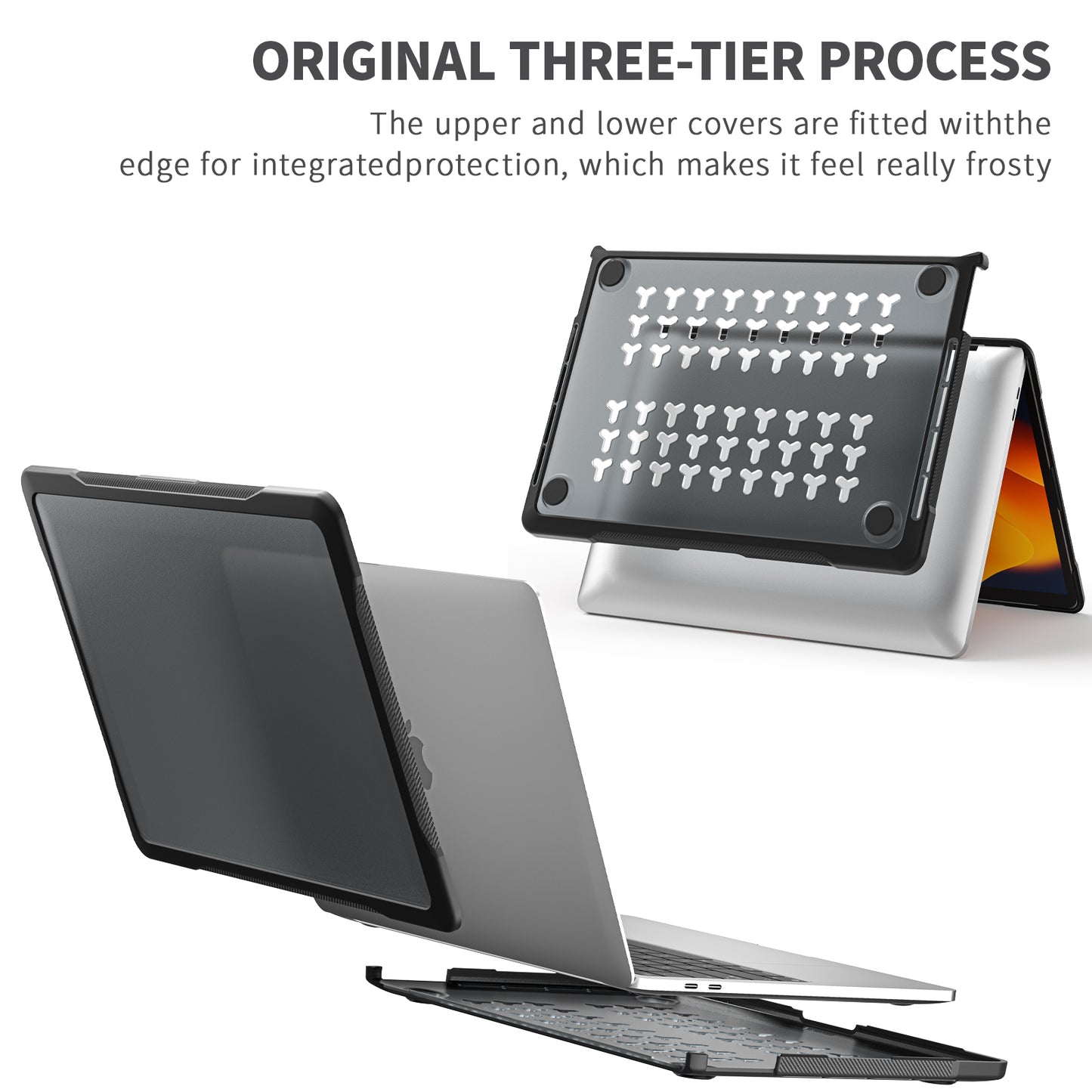 Sailor Series Laptop Case for MacBook Pro 13 inch (2016) A1706 A1708 / (2018) A1989 / (2019) A2159 / (2020) A2251 A2338 (M1 / M2) PC+TPU Shockproof Cover - Transparent Black