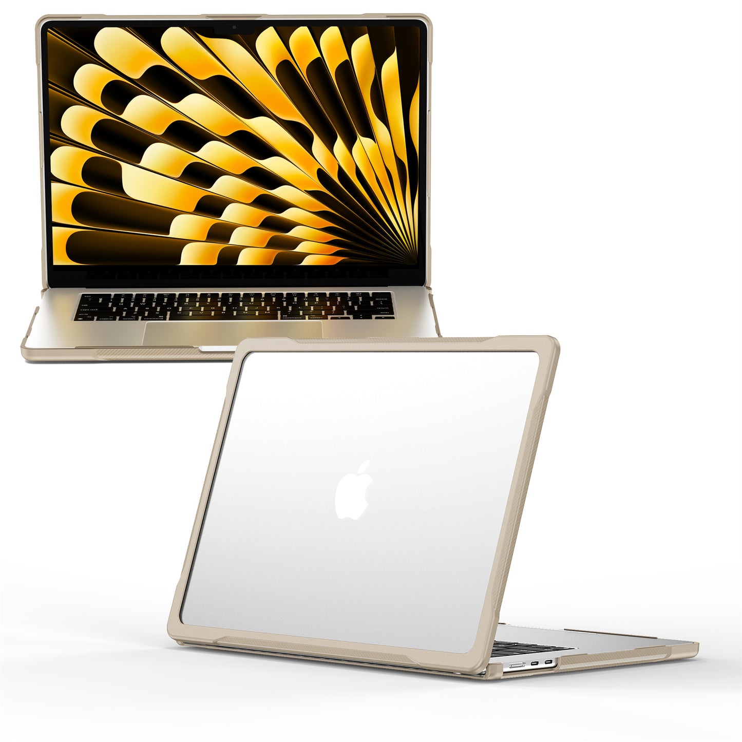 For Macbook Air 15 inch (2023) A2941 Sailor Series Laptop Case PC+TPU Anti-scratch Notebook Cover - Khaki