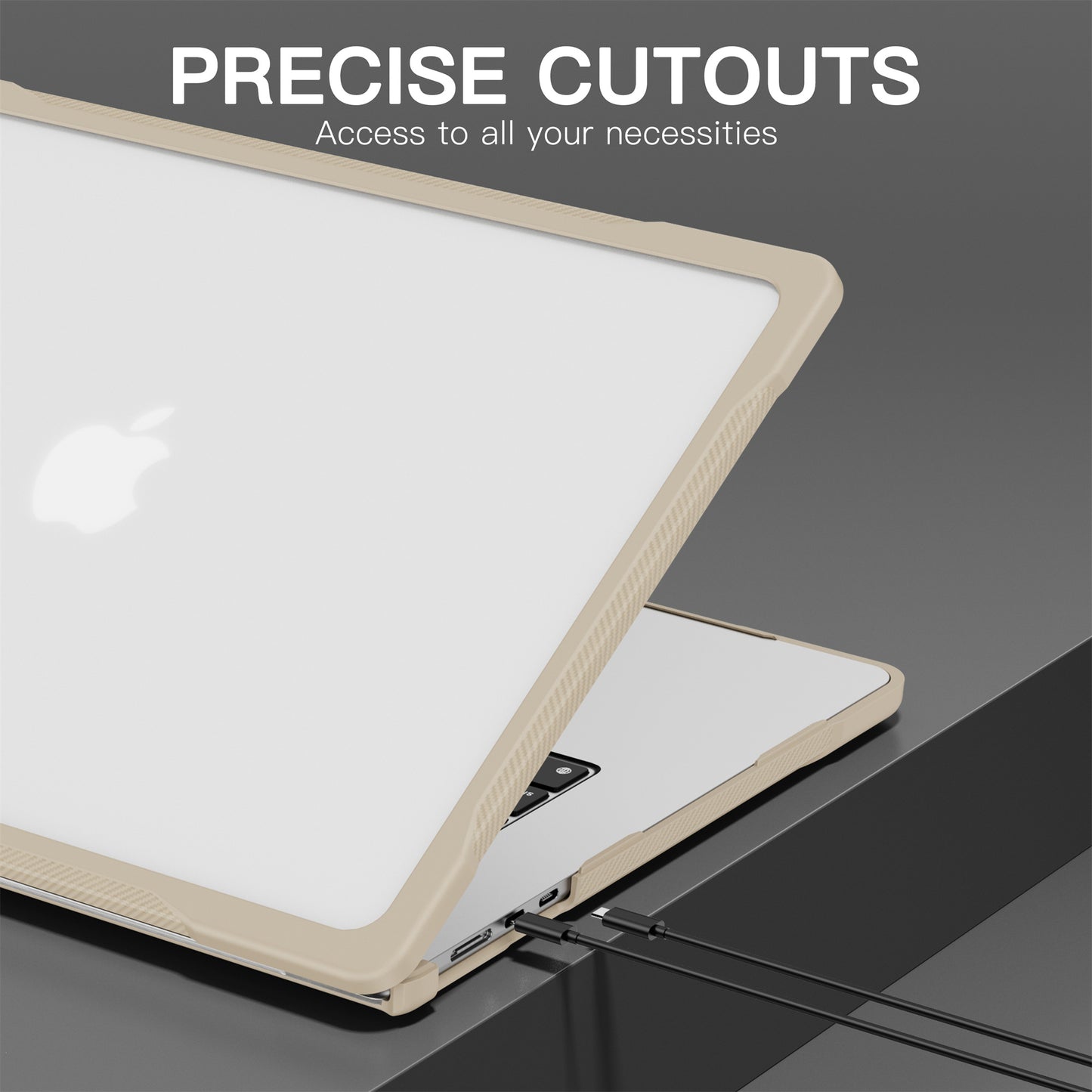 For Macbook Air 15 inch (2023) A2941 Sailor Series Laptop Case PC+TPU Anti-scratch Notebook Cover - Khaki