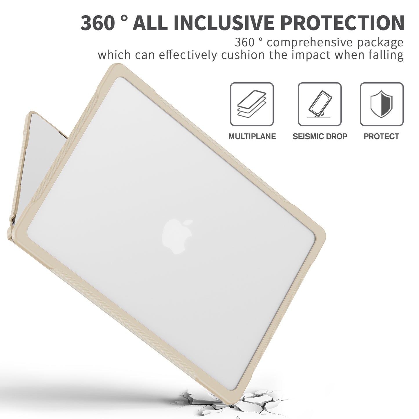 For Macbook Air 15 inch (2023) A2941 Sailor Series Laptop Case PC+TPU Anti-scratch Notebook Cover - Khaki
