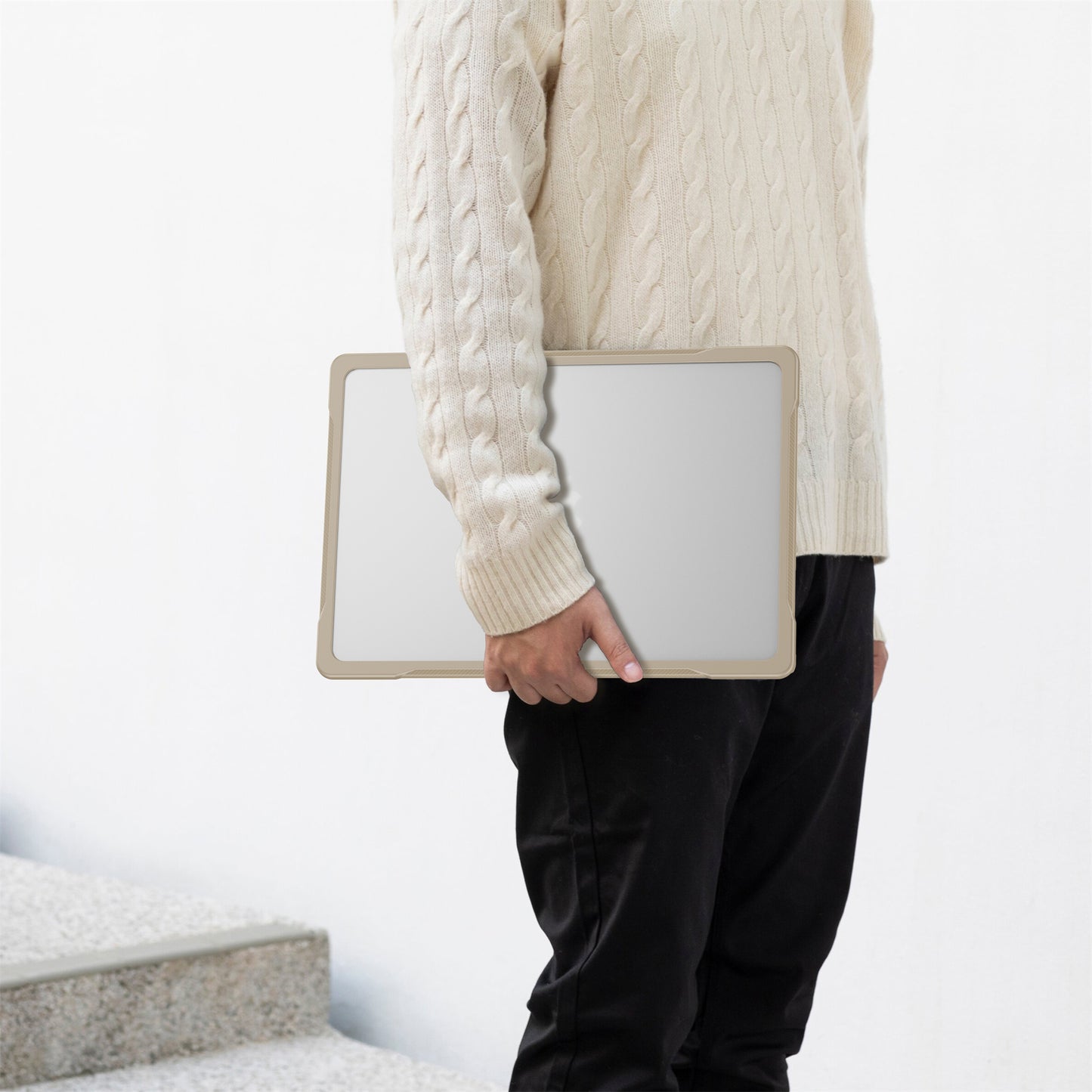 For Macbook Air 15 inch (2023) A2941 Sailor Series Laptop Case PC+TPU Anti-scratch Notebook Cover - Khaki