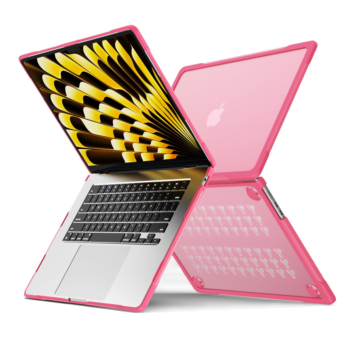 For Macbook Air 15 inch (2023) A2941 Sailor Series Laptop Case PC+TPU Anti-scratch Notebook Cover - Rose