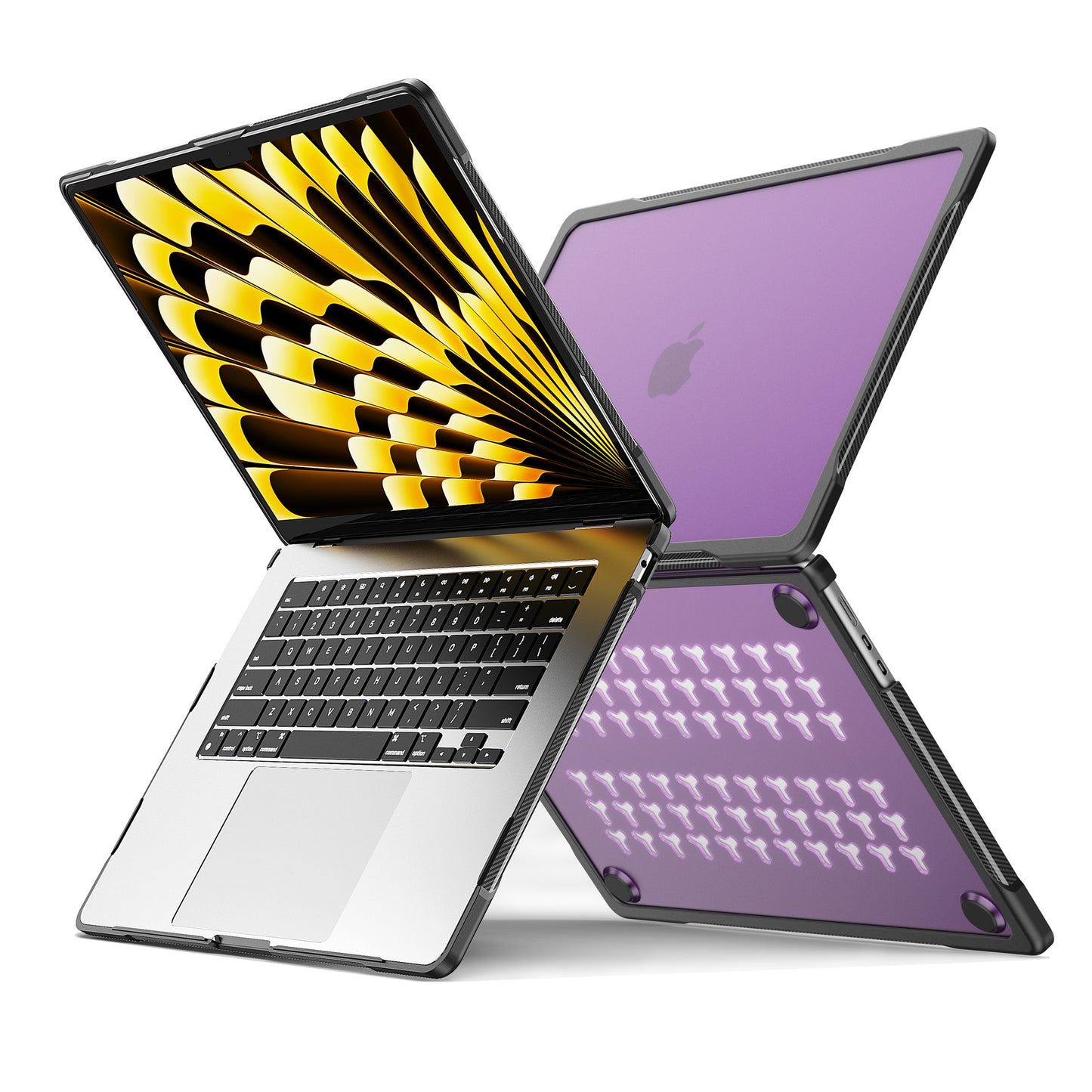 For Macbook Air 15 inch (2023) A2941 Sailor Series Laptop Case PC+TPU Anti-scratch Notebook Cover - Transparent Purple
