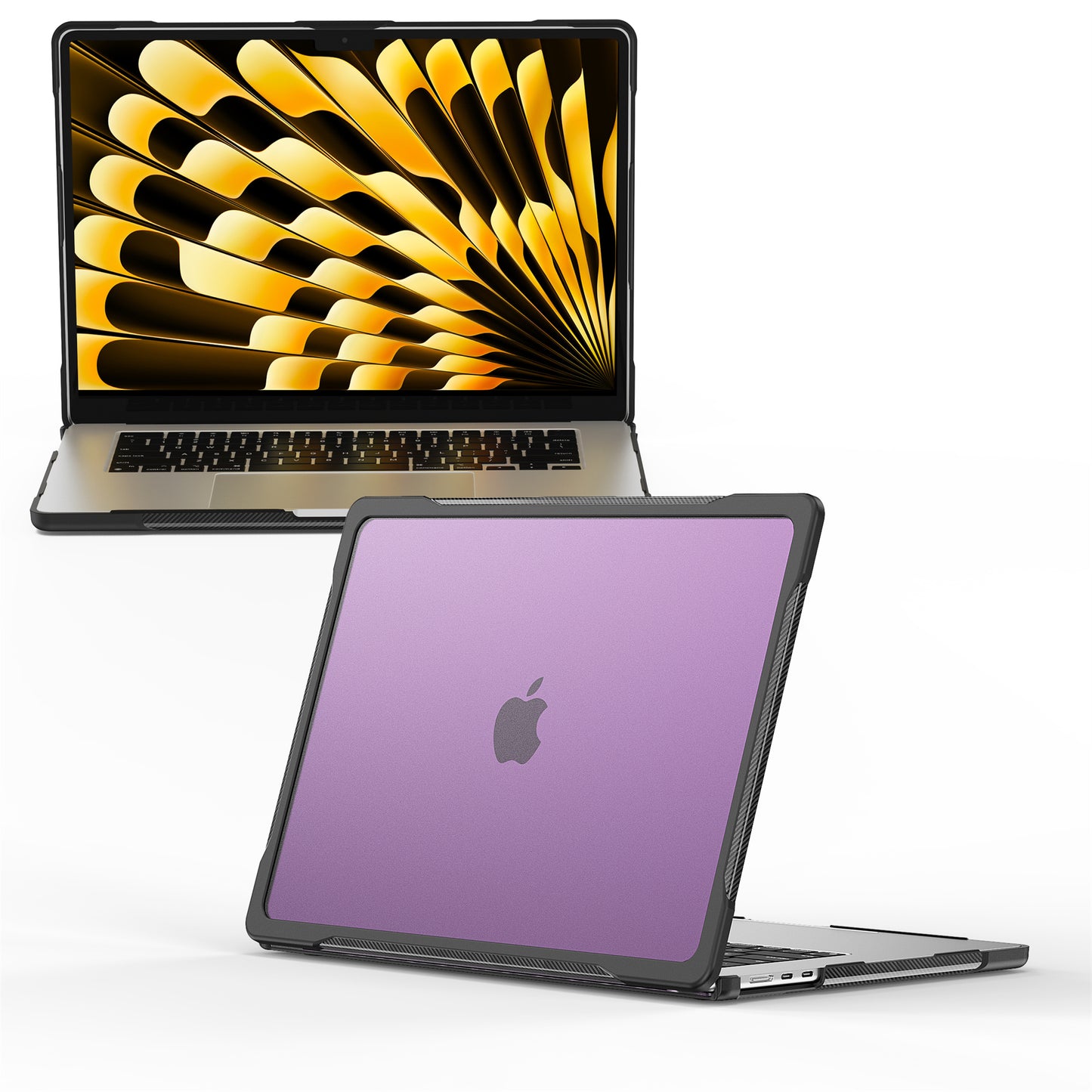 For Macbook Air 15 inch (2023) A2941 Sailor Series Laptop Case PC+TPU Anti-scratch Notebook Cover - Transparent Purple