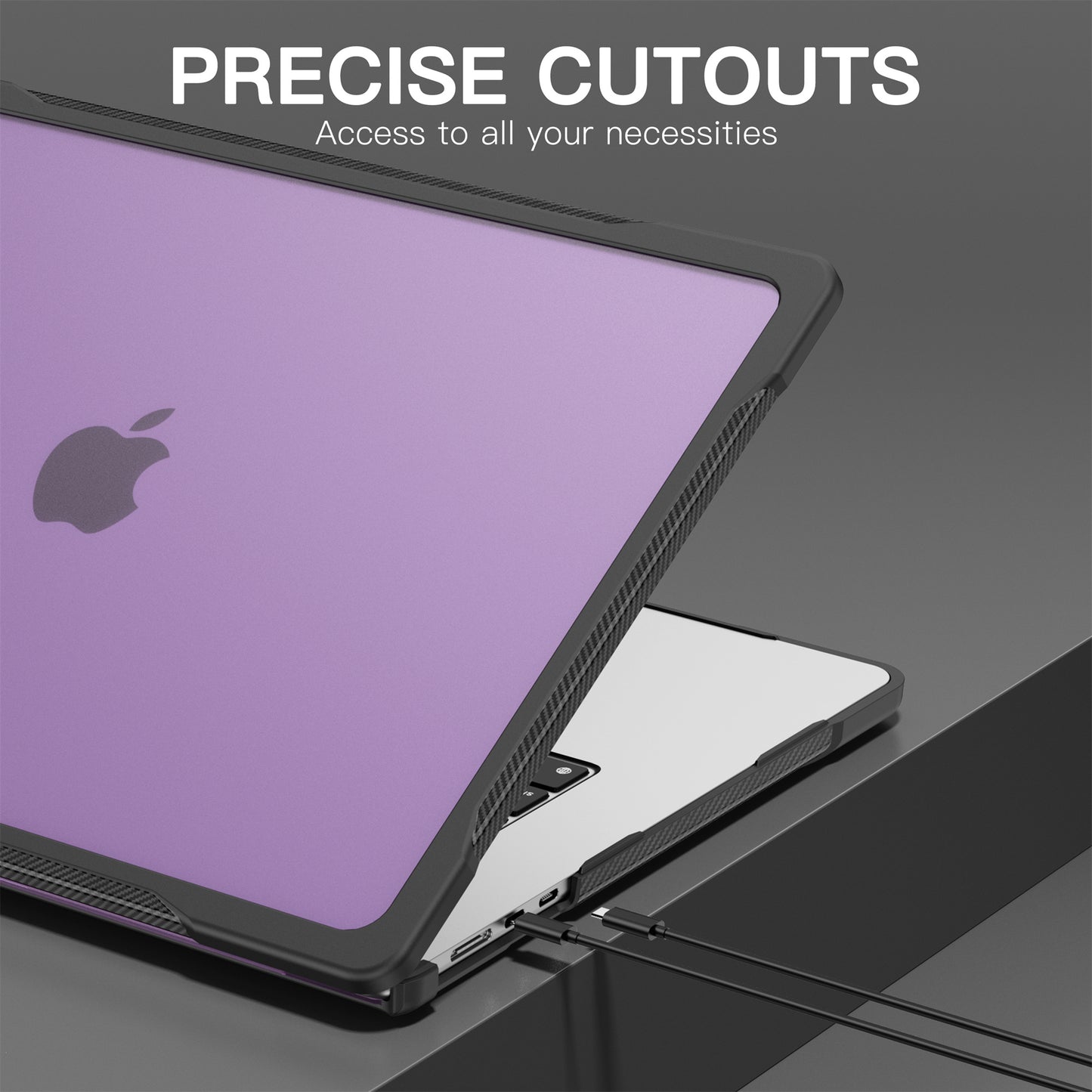 For Macbook Air 15 inch (2023) A2941 Sailor Series Laptop Case PC+TPU Anti-scratch Notebook Cover - Transparent Purple