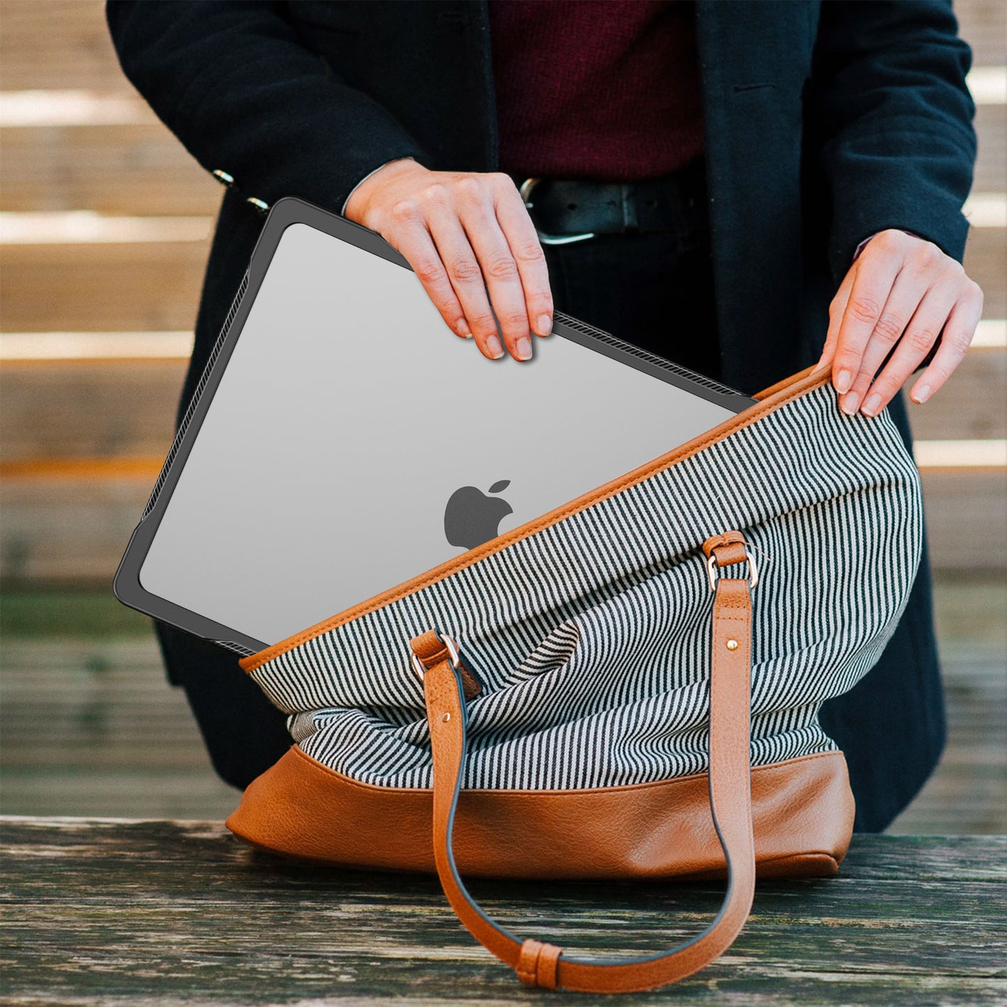 For Macbook Air 15 inch (2023) A2941 Sailor Series Laptop Case PC+TPU Anti-scratch Notebook Cover - Transparent