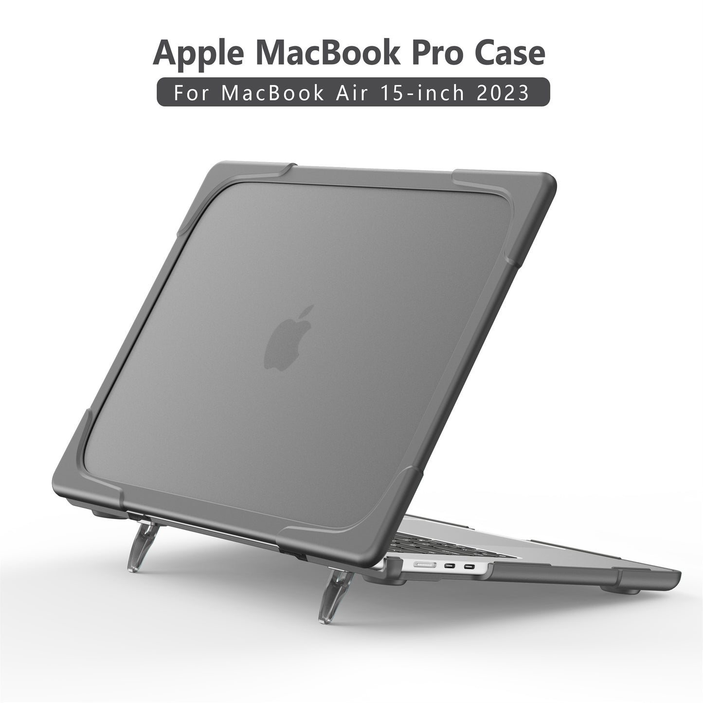 Laptop Case for Macbook Air 15 inch (2023) A2941 , Stand Design Notebook Anti-Scratch Hard PC Cover - Grey