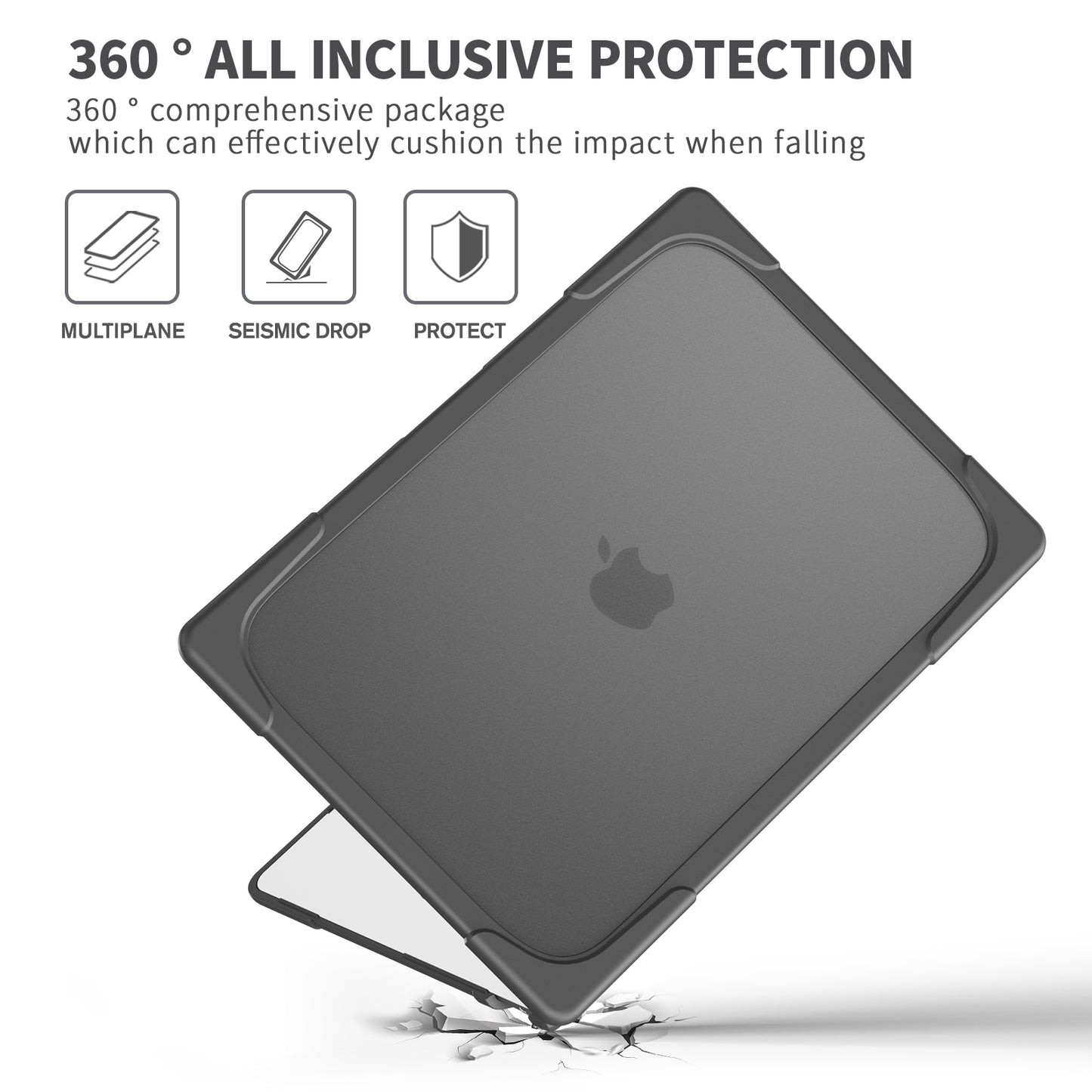 Laptop Case for Macbook Air 15 inch (2023) A2941 , Stand Design Notebook Anti-Scratch Hard PC Cover - Grey