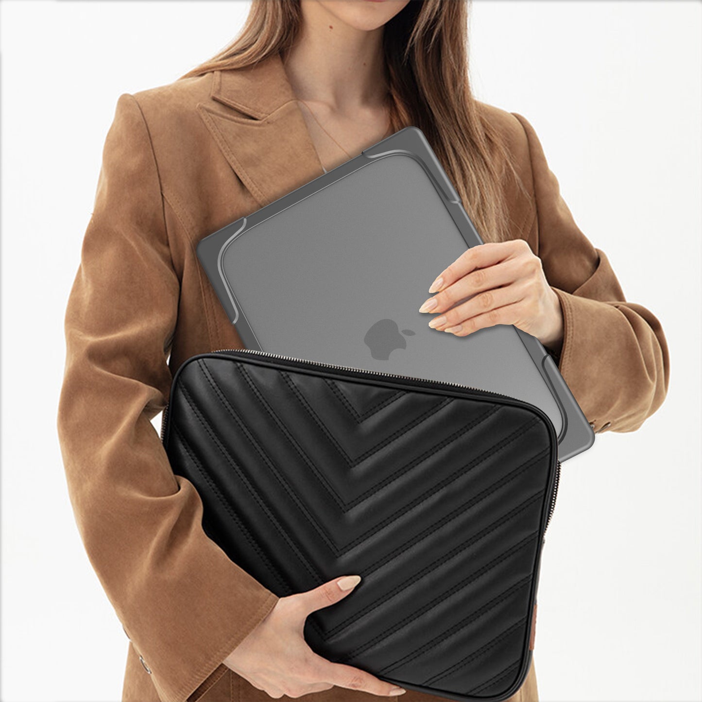 Laptop Case for Macbook Air 15 inch (2023) A2941 , Stand Design Notebook Anti-Scratch Hard PC Cover - Grey