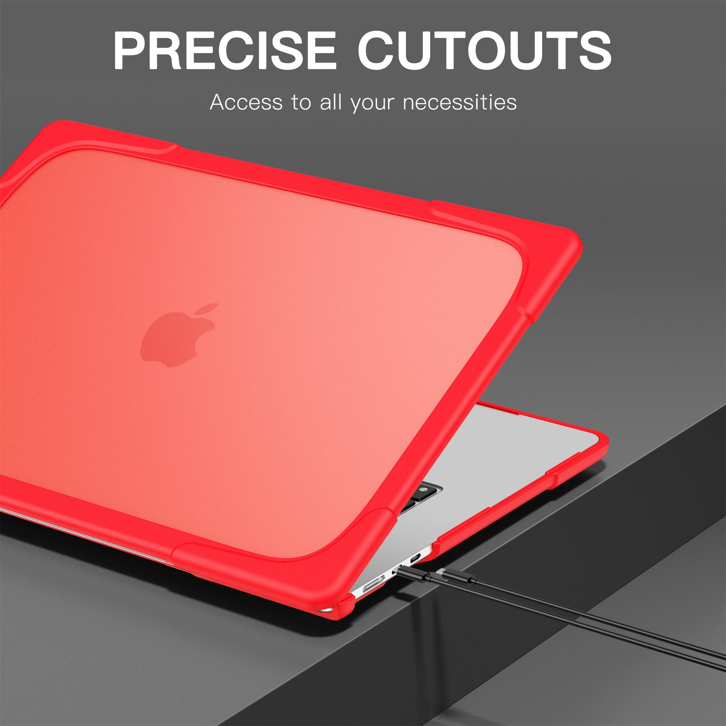 Laptop Case for Macbook Air 15 inch (2023) A2941 , Stand Design Notebook Anti-Scratch Hard PC Cover - Red