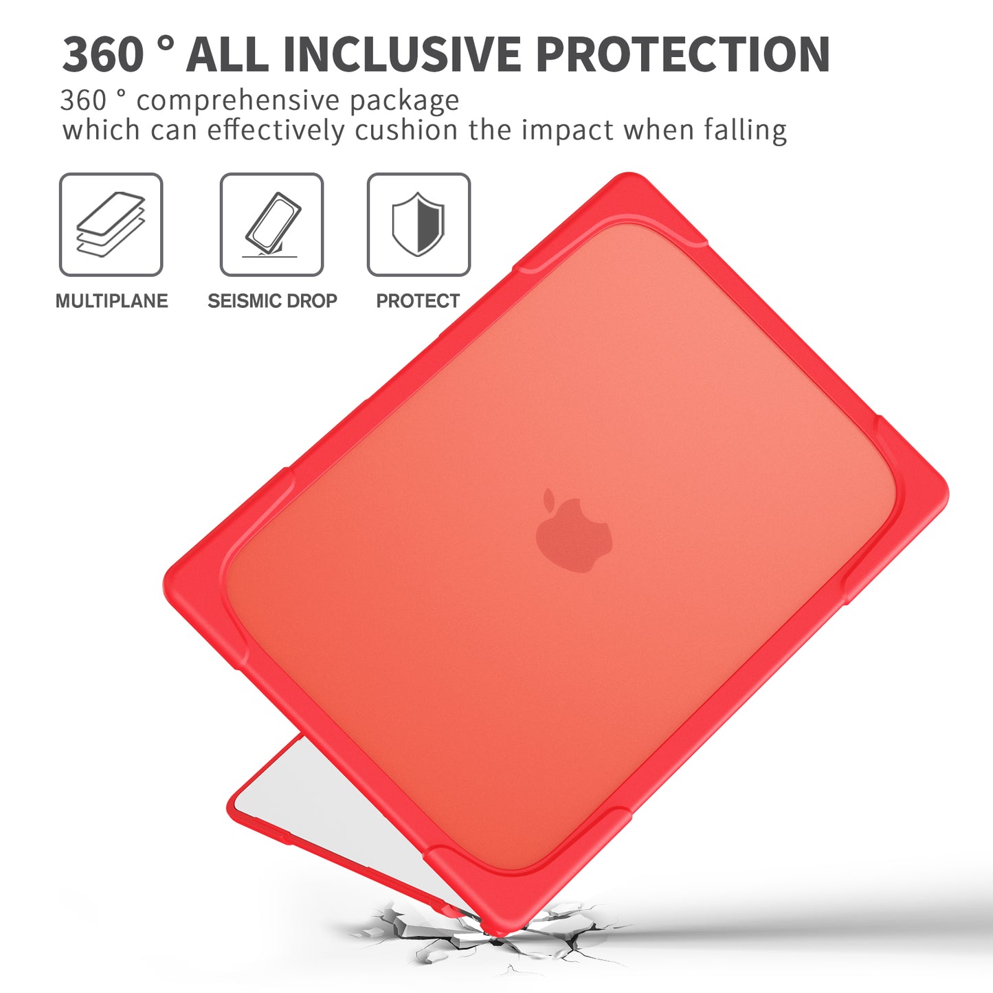 Laptop Case for Macbook Air 15 inch (2023) A2941 , Stand Design Notebook Anti-Scratch Hard PC Cover - Red