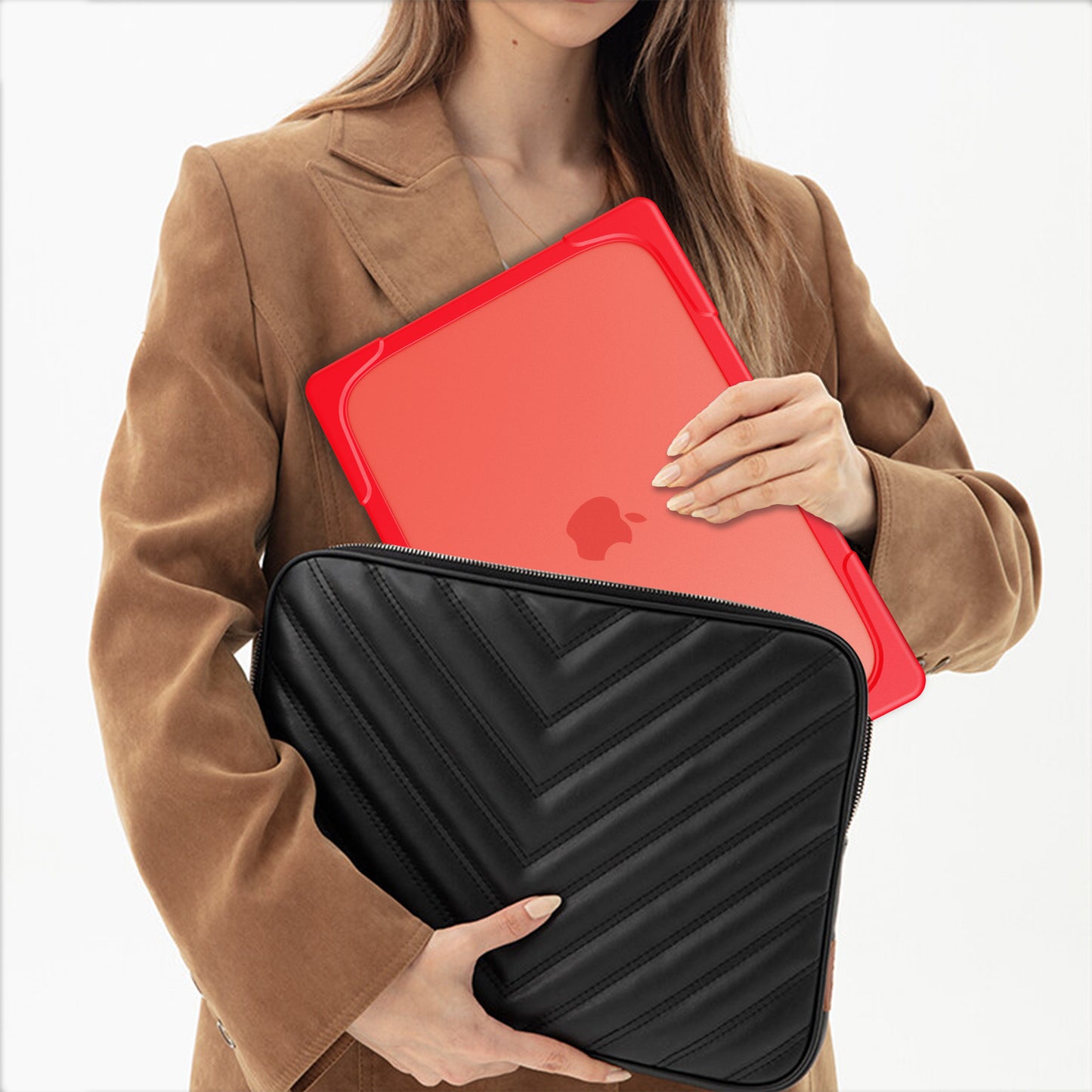 Laptop Case for Macbook Air 15 inch (2023) A2941 , Stand Design Notebook Anti-Scratch Hard PC Cover - Red