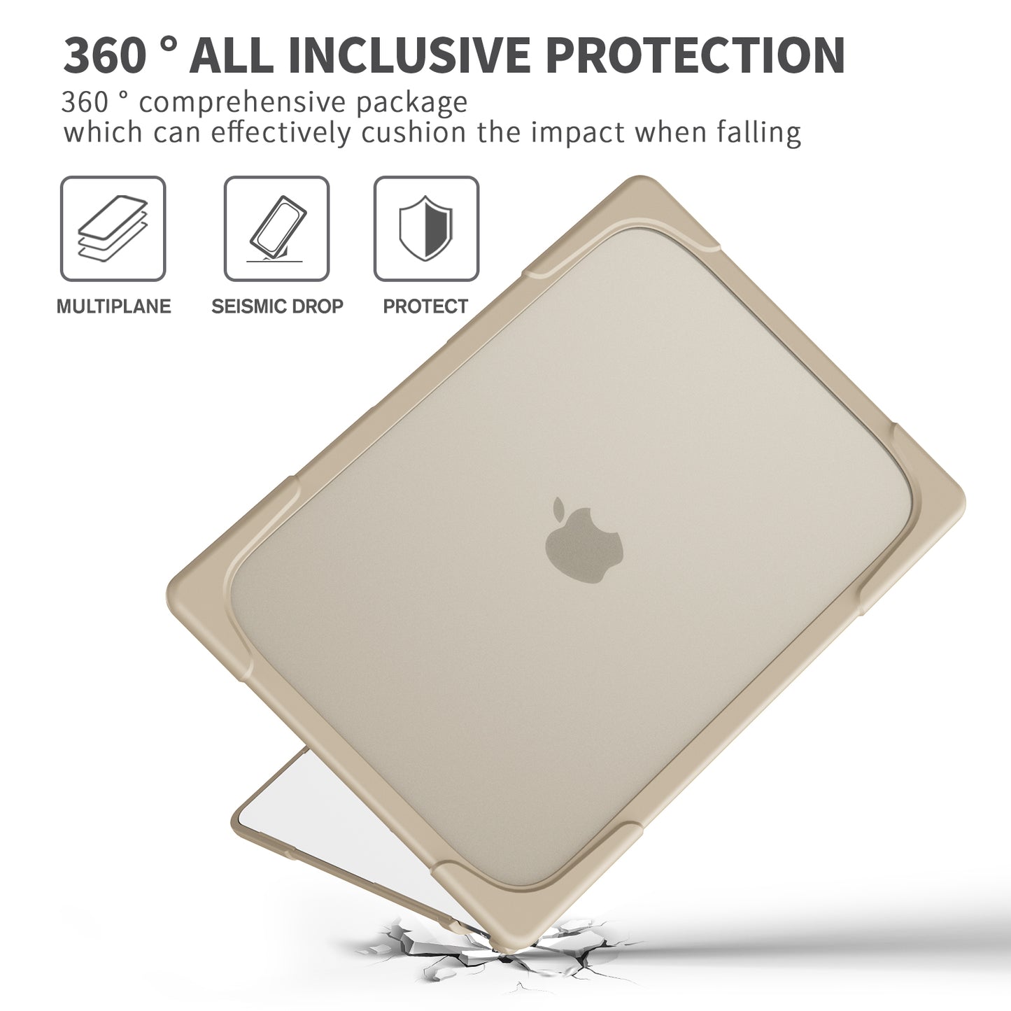 Laptop Case for Macbook Air 15 inch (2023) A2941 , Stand Design Notebook Anti-Scratch Hard PC Cover - Khaki