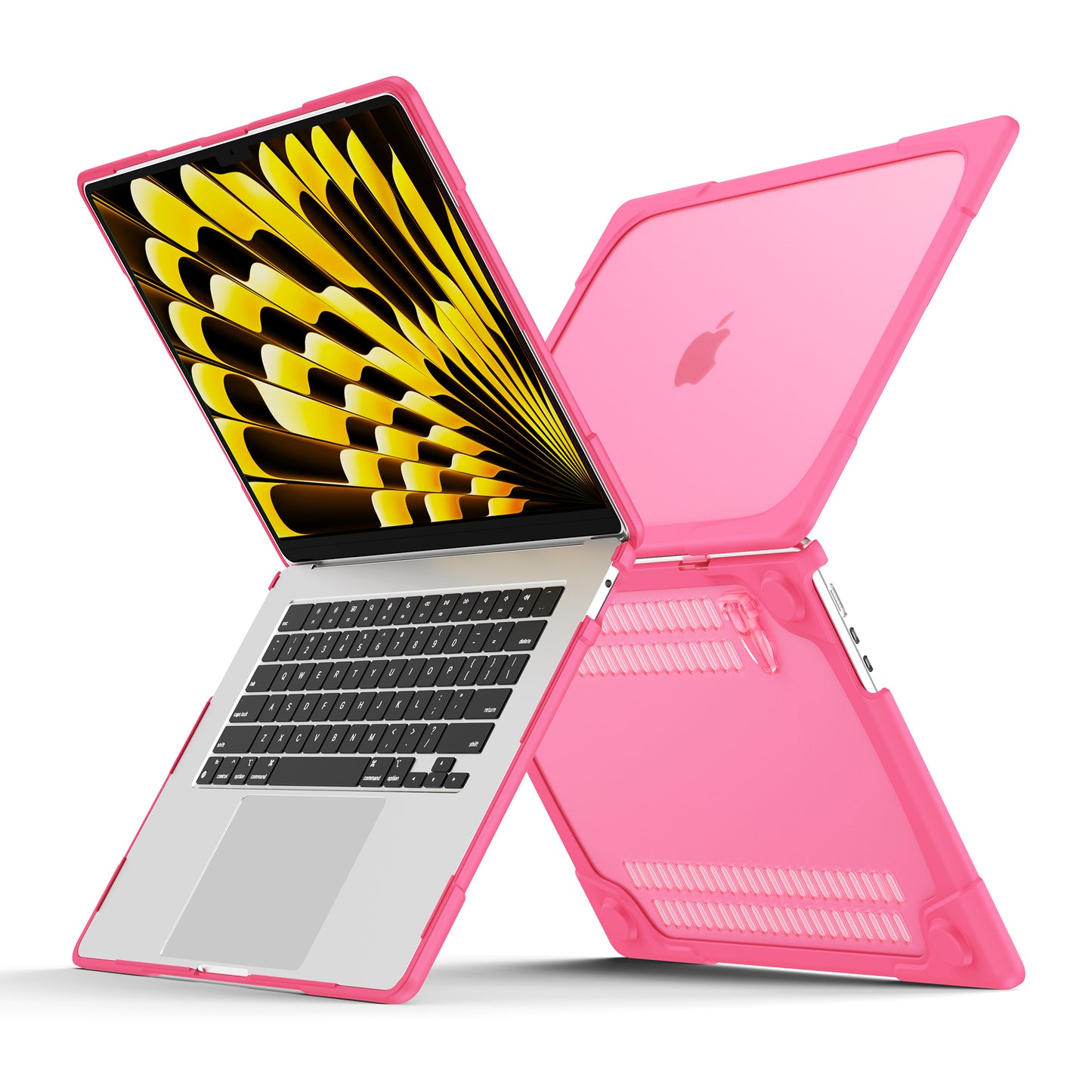 Laptop Case for Macbook Air 15 inch (2023) A2941 , Stand Design Notebook Anti-Scratch Hard PC Cover - Rose
