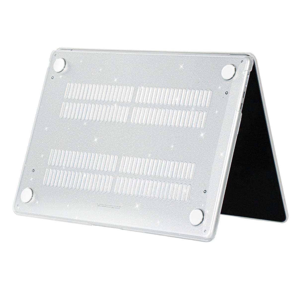 For Macbook Air 15 inch (2023) A2941 (EU Version) Glitter PC Laptop Case with TPU Keyboard Film + Dust-Proof Plugs - Transparent