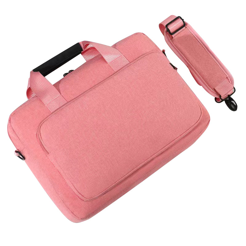 15.4 Inch Laptop Shoulder Bag Handbag Notebook Computer Pouch Oxford Cloth+Polyester Storage Sleeve - Pink