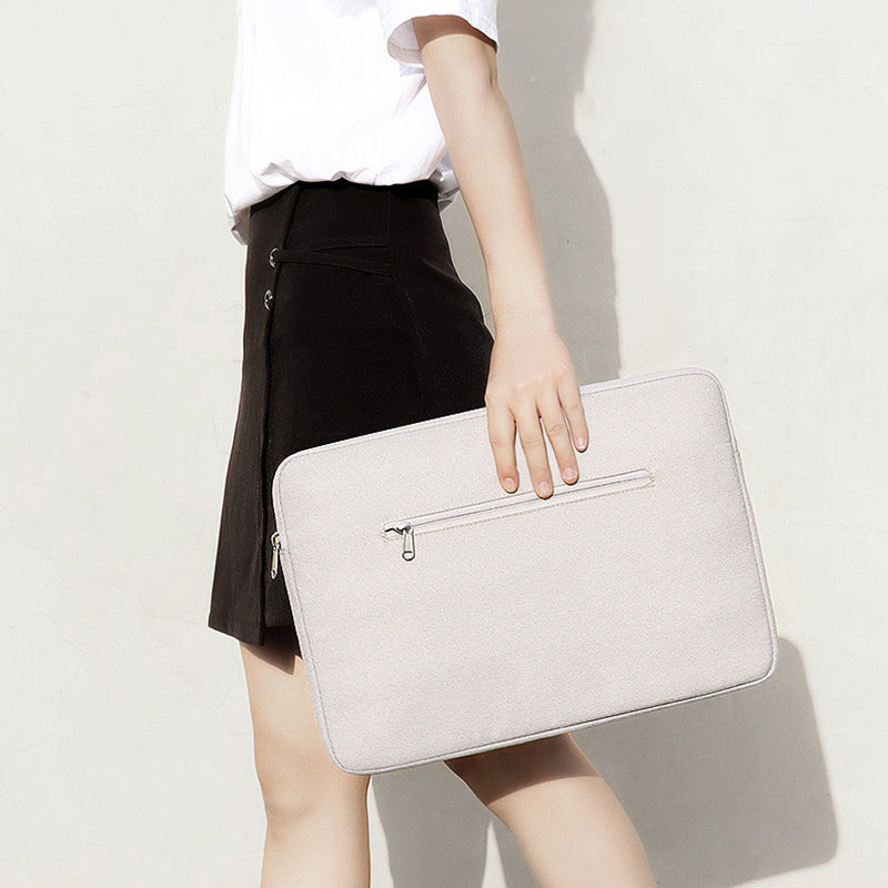 14.1-15.4 Inch Notebook Protective Sleeve Portable Laptop Computer Zipper Bag (with Pull Rod Strap) - Khaki