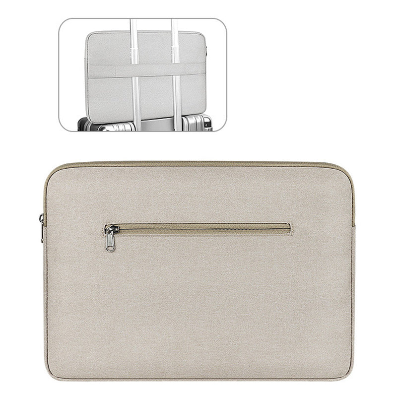 13.3 Inch Waterproof Notebook Sleeve Portable Laptop Computer Zipper Bag (with Pull Rod Strap) - Khaki