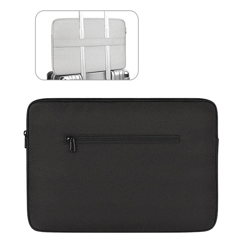 13.3 Inch Waterproof Notebook Sleeve Portable Laptop Computer Zipper Bag (with Pull Rod Strap) - Black