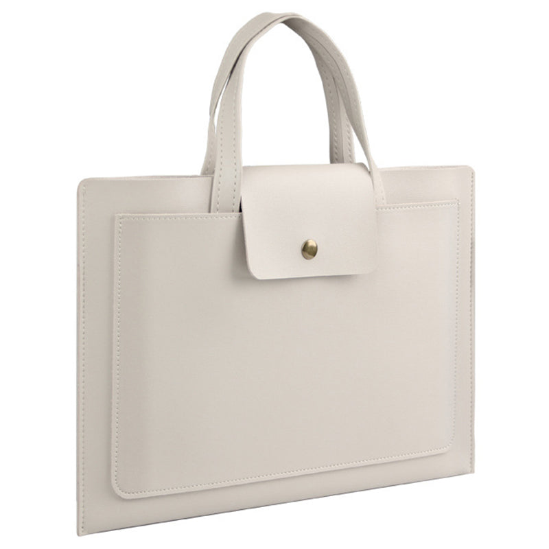 15 / 16 Inch Ultra Thin Notebook Carrying Bag Anti-scratch PU Leather Laptop Handbag - Light Grey