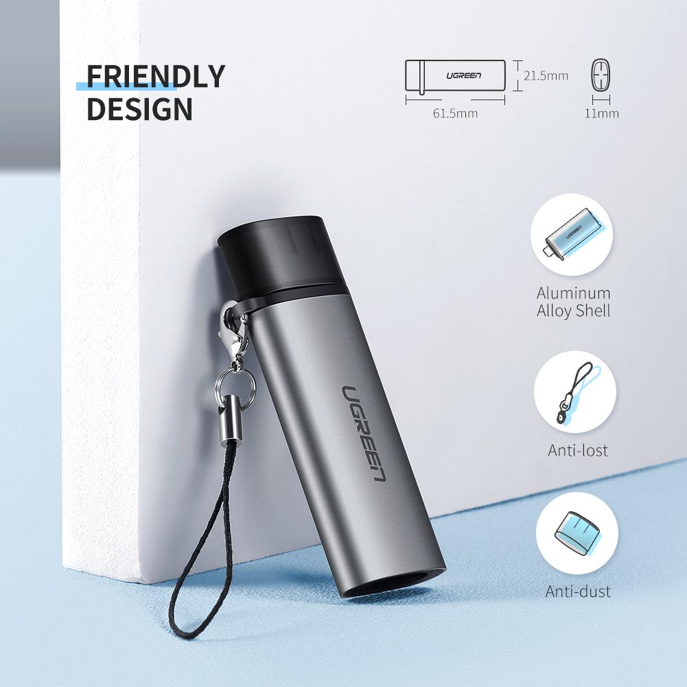 Uniqkart 50704 Multi-Functional Type-C Card Reader Support Reading 2 Cards Simultaneously Plug and Play