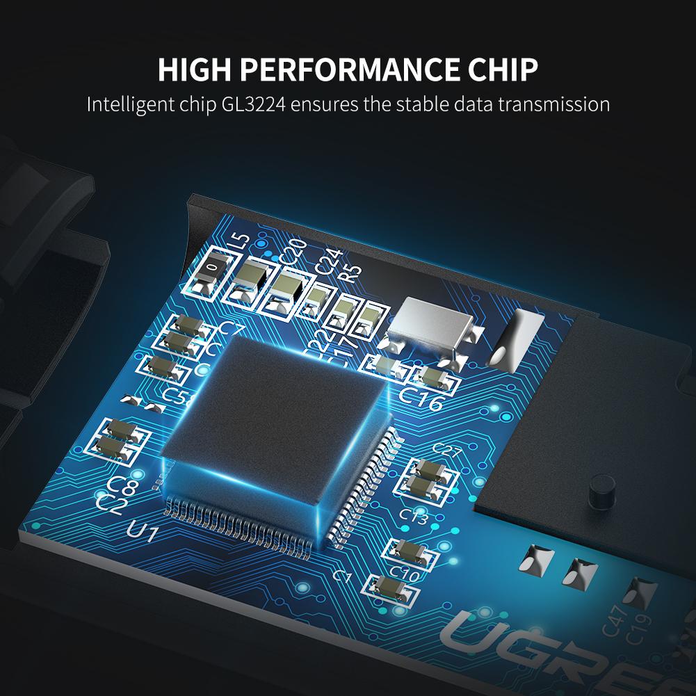 Uniqkart 50704 Multi-Functional Type-C Card Reader Support Reading 2 Cards Simultaneously Plug and Play