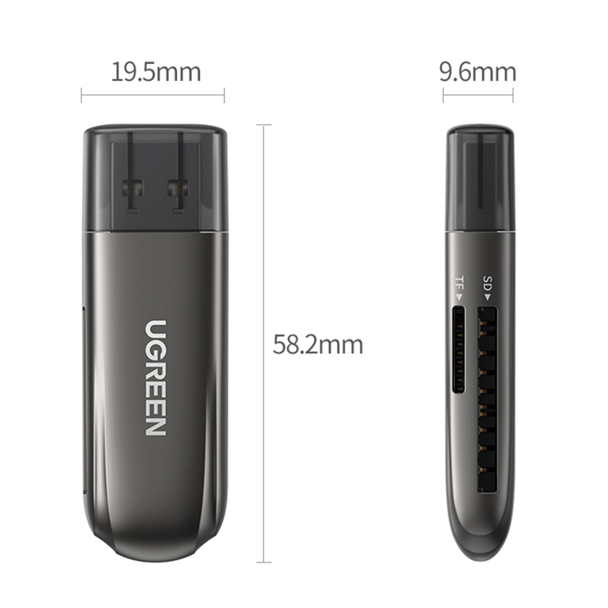 Uniqkart 10911 USB 3.0 to TF/for SD Memory Card Reader 2-Card Reading + Writing Simultaneously