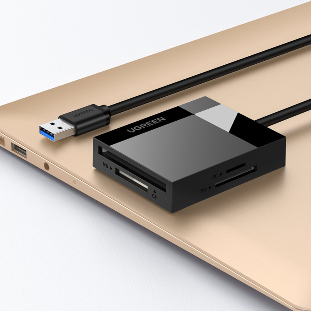 Uniqkart 30229 4-in-1 USB 3.0 to for SD/Micro SD/TF/CF/MS Compact Smart Memory Card Reader for PCs/Laptops