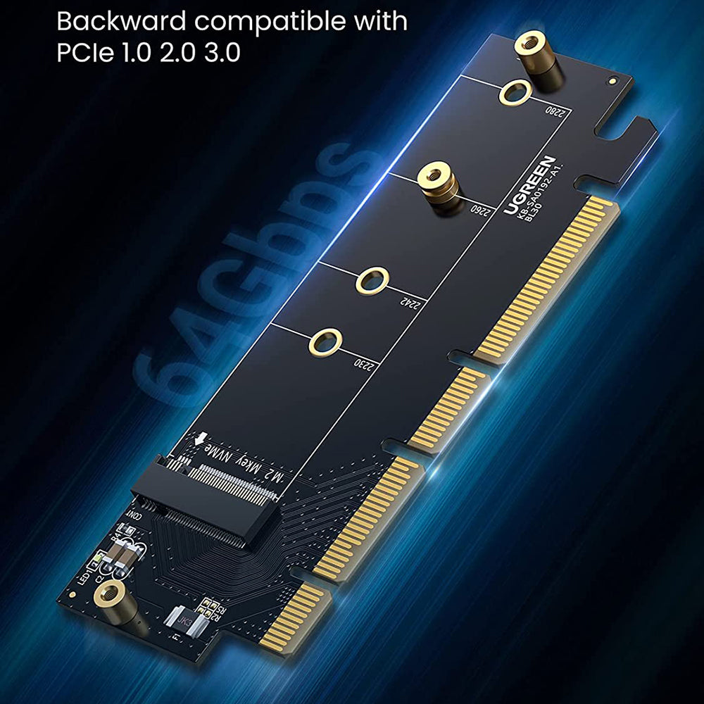 UGREEN 30715 NVMe PCIe Adapter PCle Gen4 x16 to M.2 Expansion Card M.2 SSD to PCIe 4.0 X16/X8/X4 Card with Heatsink M.2 PCIe Converter Compatible with Thunderbolt 3