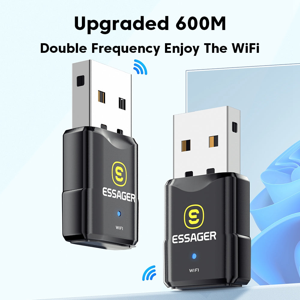 Essager Dual Band Wireless Card 600m 2.4GHz / 150Mpbs, 5.8GHz / 433Mpbs Portable WiFi Network Card Adapter