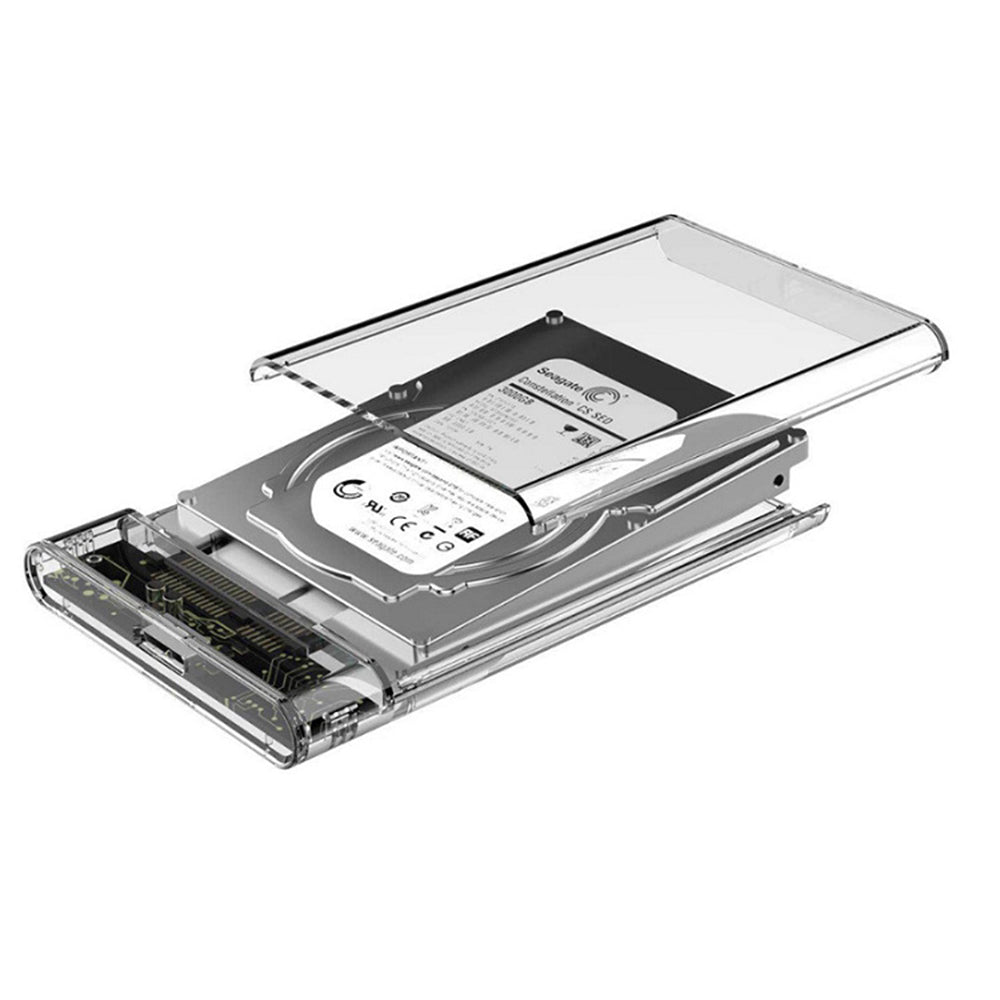 2.5inch External Hard Drive Enclosure USB 3.0 to SATA Clear Hard Disk Case for Mac OS and Windows, Supporting Max 6TB