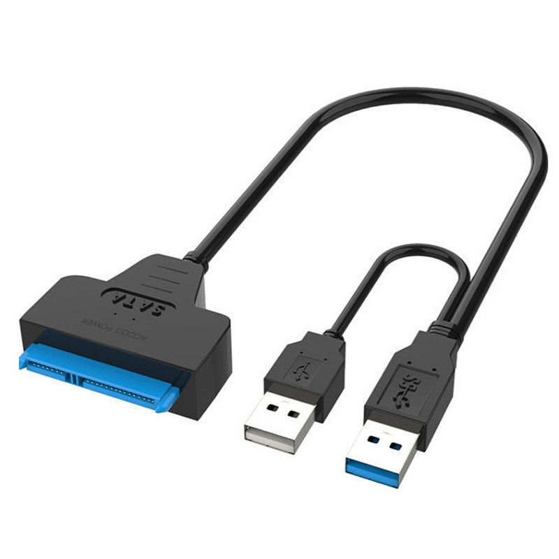 XCF-YQ001 Dual USB to 3.5inch 2.5inch Hard Drive Adapter Cable USB to SATA Convertor Line with Power Port for Laptop Desktop Computer SATA Disk Data Transfer