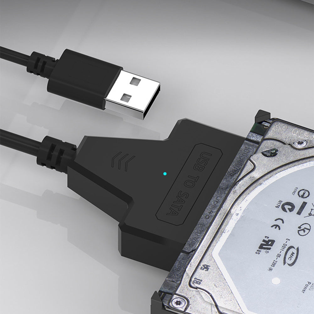 XCF-YQ001 Dual USB to 3.5inch 2.5inch Hard Drive Adapter Cable USB to SATA Convertor Line with Power Port for Laptop Desktop Computer SATA Disk Data Transfer