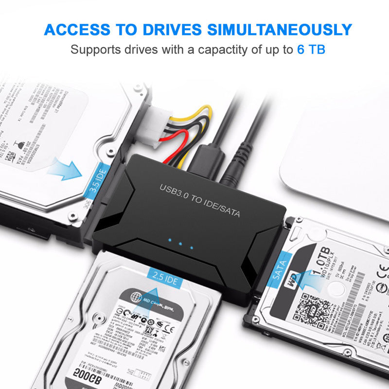 USB3.0 Hard Drive Adapter USB3.0 to SATA / IDE Converter with Power Switch Multifunctional Easy Drive Cable - UK Plug
