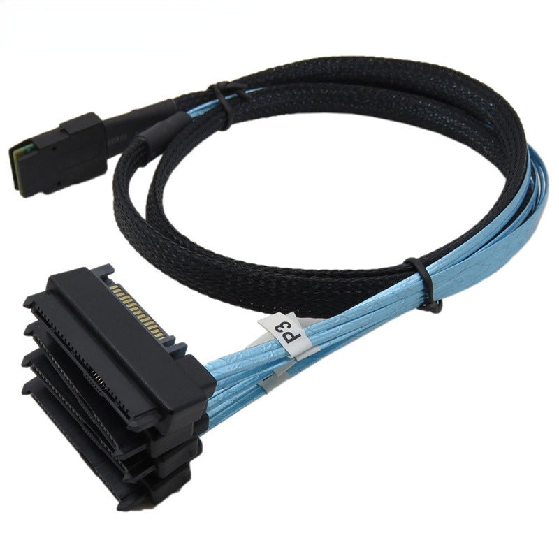 1m Mini SAS 36-Pin SFF-8087 to 4 SAS 29-Pin SFF-8482 Adapter Cable with 15 Pin SATA Power Connector
