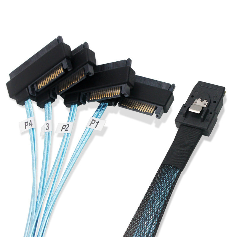 1m Mini SAS 36-Pin SFF-8087 to 4 SAS 29-Pin SFF-8482 Adapter Cable with 15 Pin SATA Power Connector