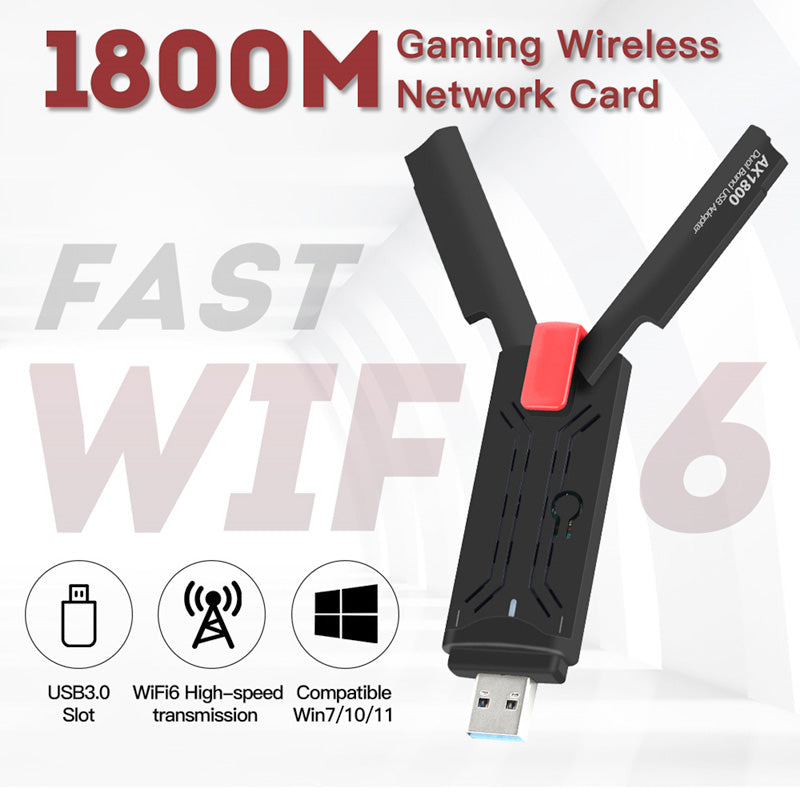 AX1800 WiFi 6 Dual Band 2.4G / 5GHz Wireless Dongle Network Card USB 3.0 WiFi6 Adapter for Windows 7 / 8 / 10 / 11