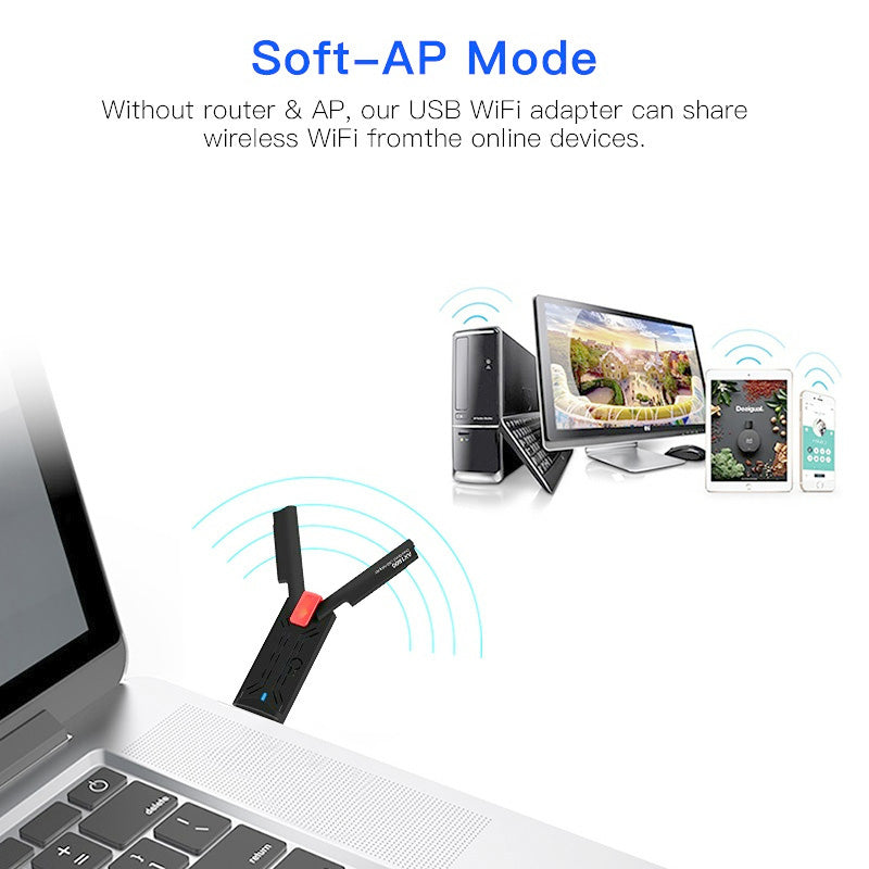 AX1800 WiFi 6 Dual Band 2.4G / 5GHz Wireless Dongle Network Card USB 3.0 WiFi6 Adapter for Windows 7 / 8 / 10 / 11
