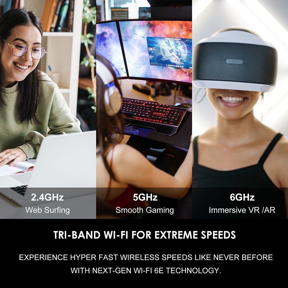 Uniqkart Bluetooth 5.2 WiFi 6E AX3000 PCIe WiFi Network Card 3000Mbps Tri-band Wireless Adapter for PC Computer