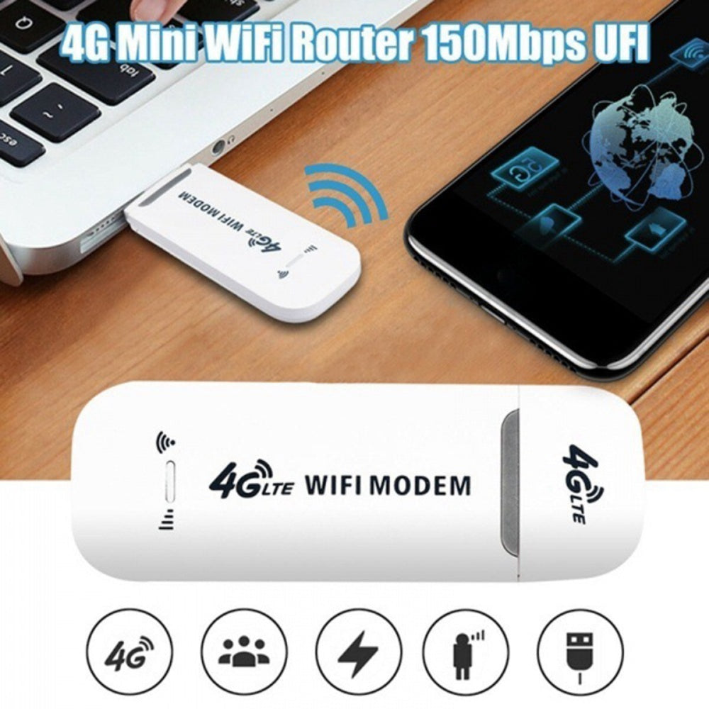 4G LTE B1 / B3 / B5 USB Modem WiFi Dongle 150Mbps Mini Mobile WiFi Hotspot Router - White