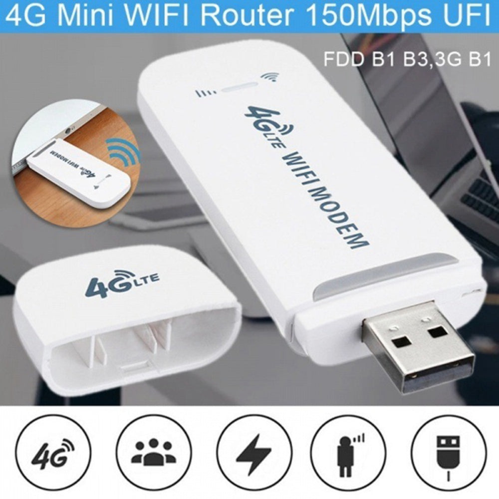4G LTE B1 / B3 / B5 USB Modem WiFi Dongle 150Mbps Mini Mobile WiFi Hotspot Router - White