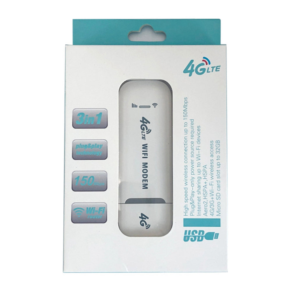 4G LTE B1 / B3 / B5 USB Modem WiFi Dongle 150Mbps Mini Mobile WiFi Hotspot Router - White