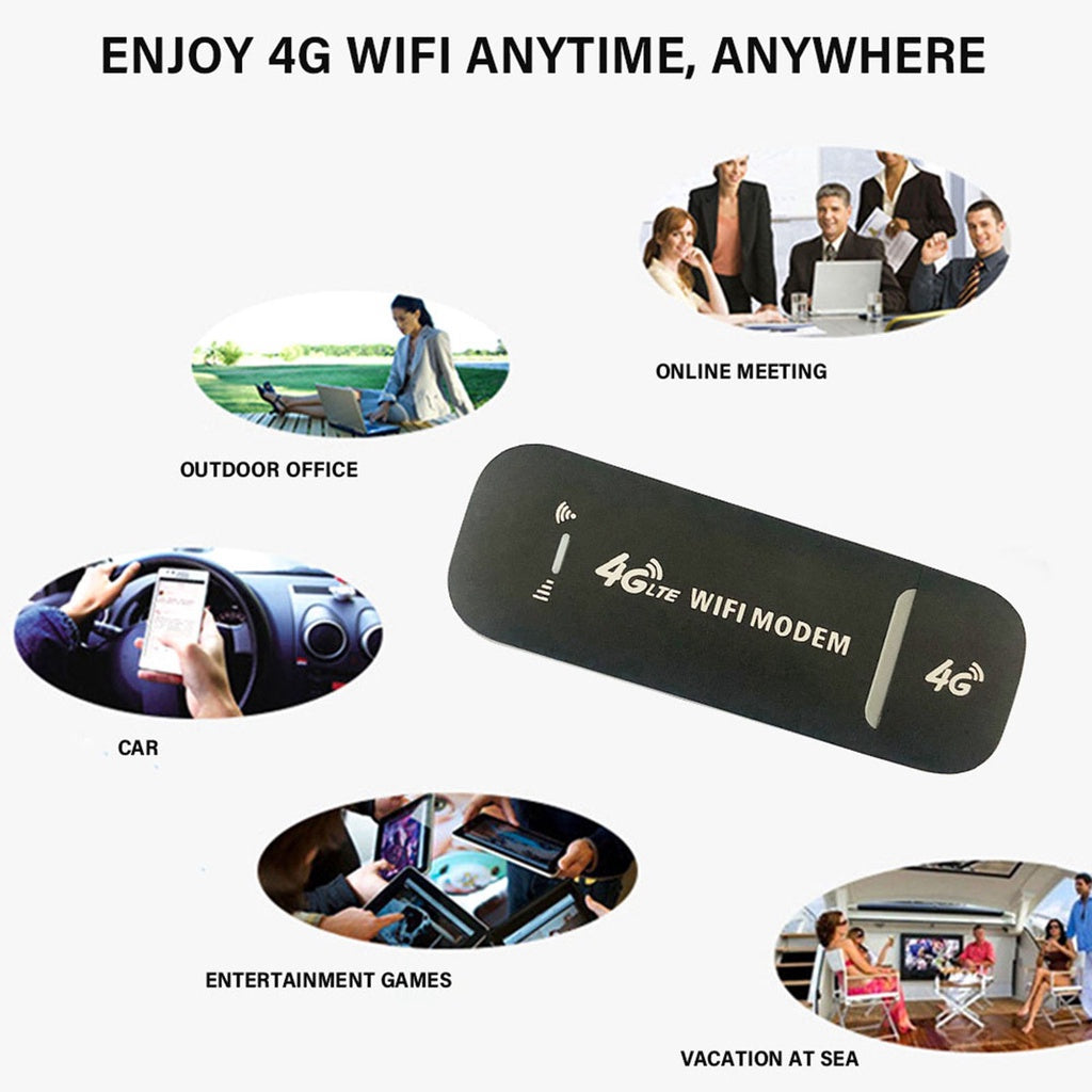 4G LTE B1 / B3 / B5 USB Modem WiFi Dongle 150Mbps Mini Mobile WiFi Hotspot Router - Black