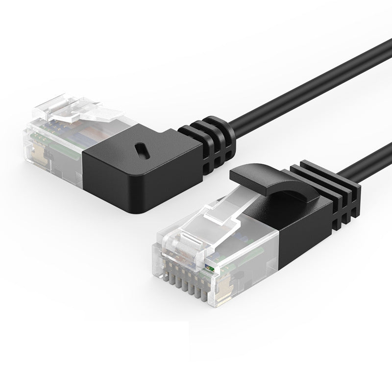 Cablecreation CL0045 1m Pure Copper Cat6a Network Cable 10Gbps Thin Cord Computer Router RJ45 Ethernet Cable - Right Bend