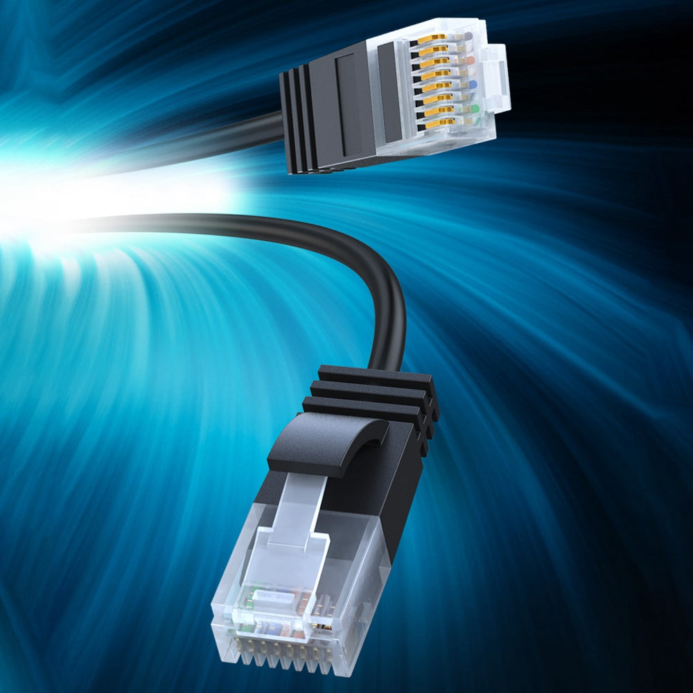 Cablecreation CL0045 1m Pure Copper Cat6a Network Cable 10Gbps Thin Cord Computer Router RJ45 Ethernet Cable - Upward Bend