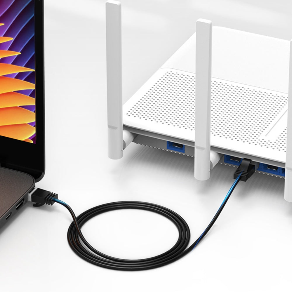 Cablecreation CL0045 1m Pure Copper Cat6a Network Cable 10Gbps Thin Cord Computer Router RJ45 Ethernet Cable - Upward Bend