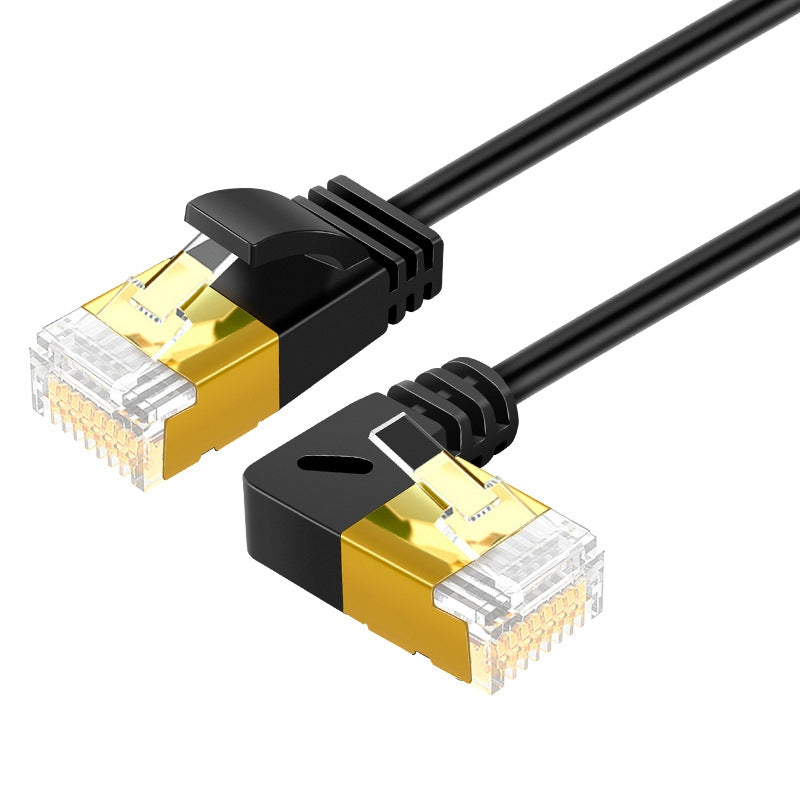 Cablecreation CL0257 1.8m 90 Degree Gold Plated RJ45 LAN Cable Cat7 Gigabit Ethernet Cable 10Gbps Shielded Internet Network Patch Cord - Left Angle